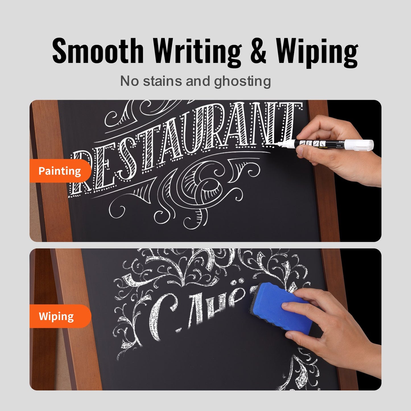 A Frame svarta tavla skylt, dubbelsidiga trottoarskyltar, fristående vintage trä tavla med krita och magnetiskt suddgummi, rustik brun utomhus smörgåsbräda, 20"x40", kök hem bröllop