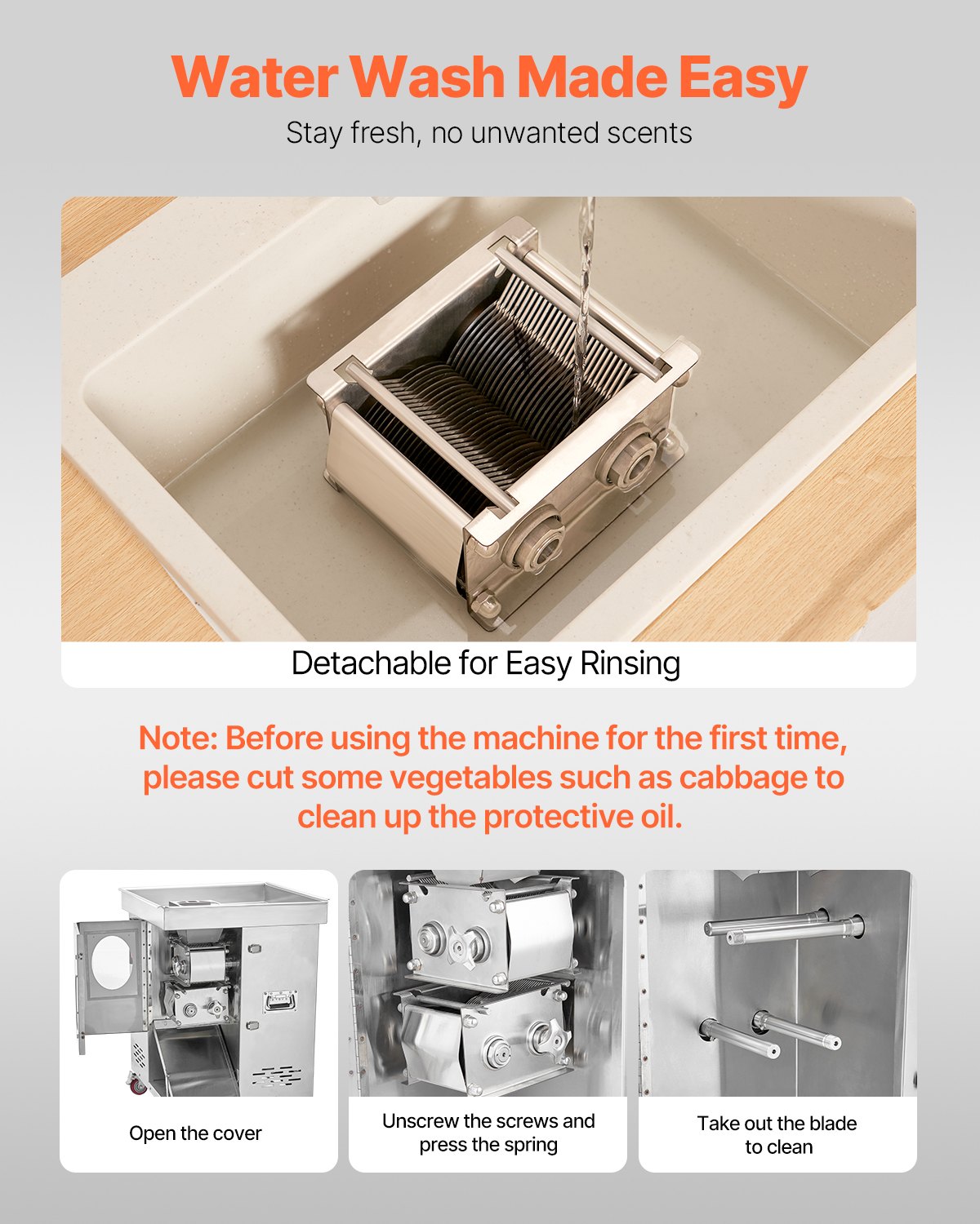 Meat Cutter Machine, 1100W Meat Slicer, 1102 lb/h Commercial Meat Cutting Machine, Stainless Steel, 5 mm Thickness, Detachable Blades, Electric Food Slicer for Kitchen Restaurant Supermarket