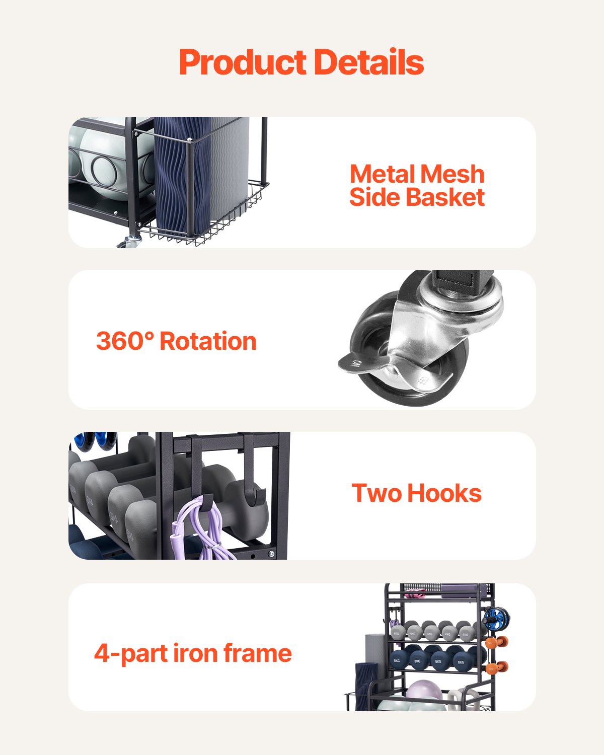 Home Gym Träningsutrustning Organizer Yogamatta Förvaring Viktställ Hantel