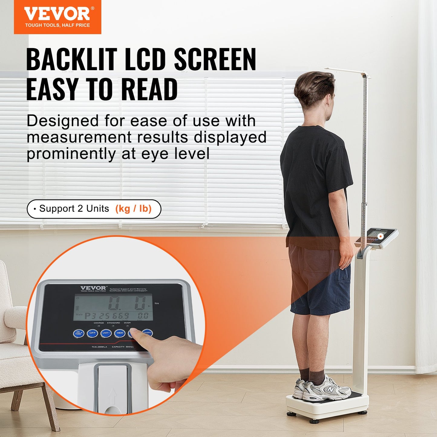 Medizinische Digitalwaage, professionelle Arztwaage für Gewicht und Höhe, 227 kg