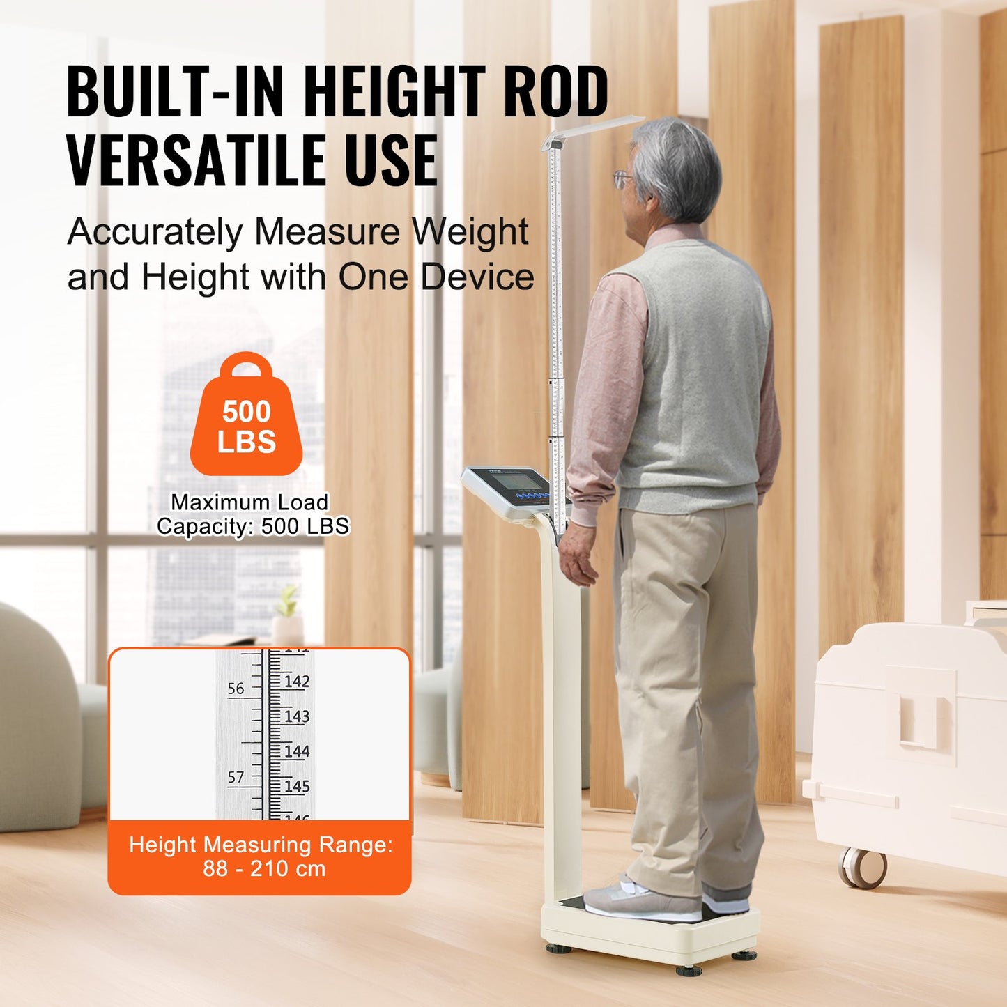 Medizinische Digitalwaage, professionelle Arztwaage für Gewicht und Höhe, 227 kg