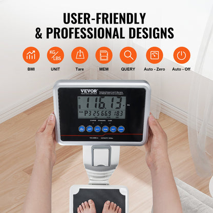 Medizinische Digitalwaage, professionelle Arztwaage für Gewicht und Höhe, 227 kg