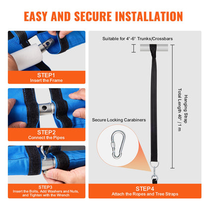 Baumschaukel 40 Zoll Fat Swing 750lbs Gewichtskapazität 900D Oxford Blau
