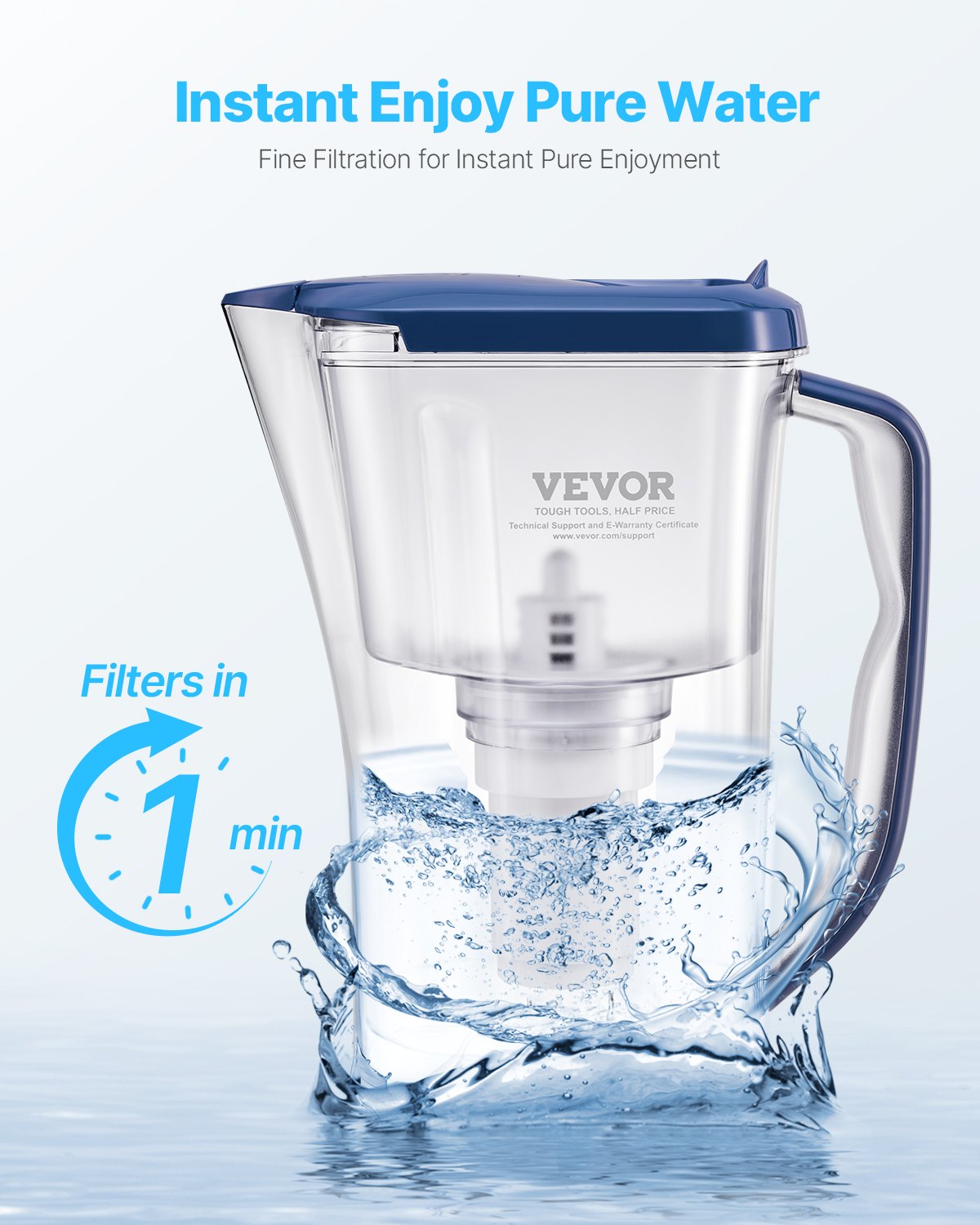 Pitcher Water Filter Replacements, 3-pack 5-stage Water Filter for Pitchers and Dispensers, No BPA, Last 3 Months or 40 Gallons, Reduce Limescale, Lead, Chlorine, for Water Filter Pitcher 6216