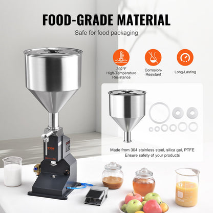 Pneumatic Paste vätskefyllningsmaskin, 5-50 ml flaskfyllare, flaskfyllningsmaskin, vätskefyllare i rostfritt stål med pedal för mjölkvattenjuice eterisk olja Schampo kosmetisk honungslotion