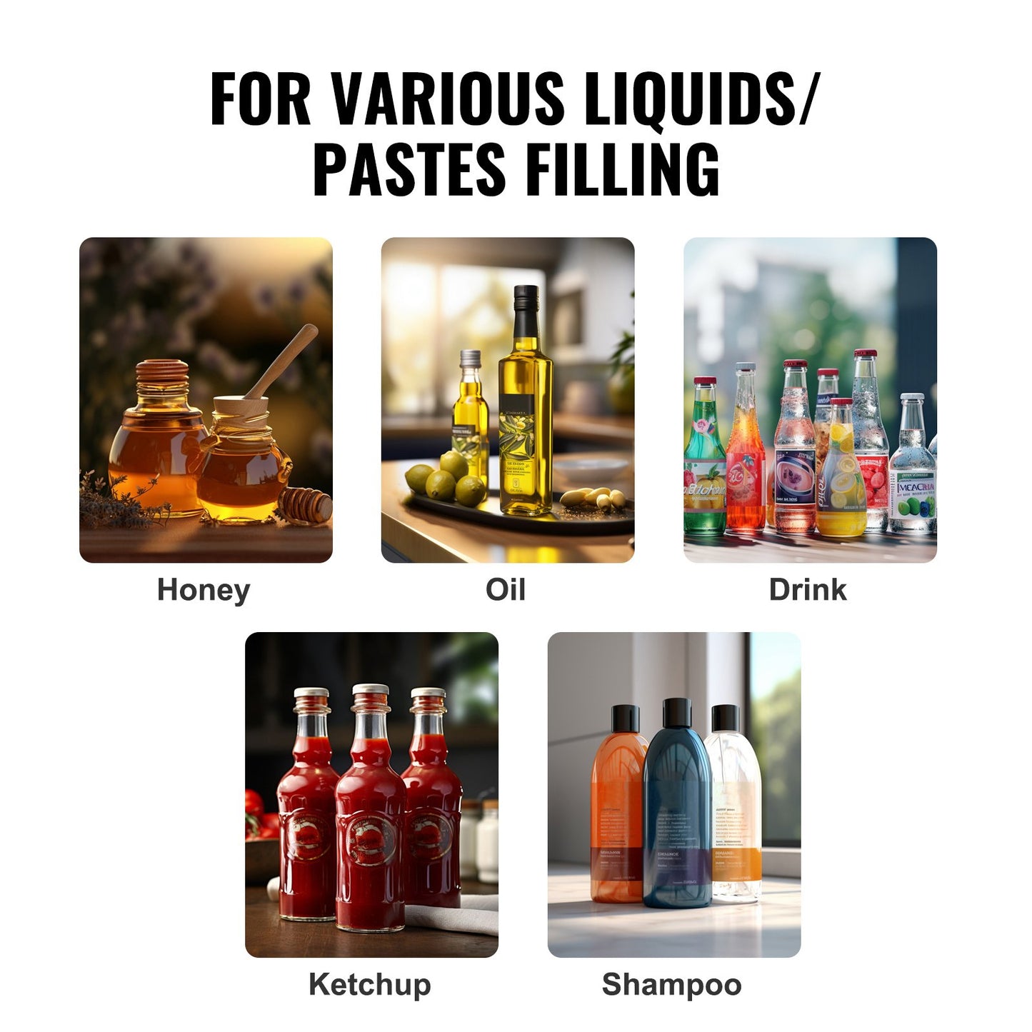 Manual Paste Liquid Filling Machine, 5-100ml Bottle Filler, Adjustable Bottle Filling Machine, Stainless Steel Liquid Filler with Hopper for Milk Water Juice Essential Oil Shampoo Cosmetic Honey