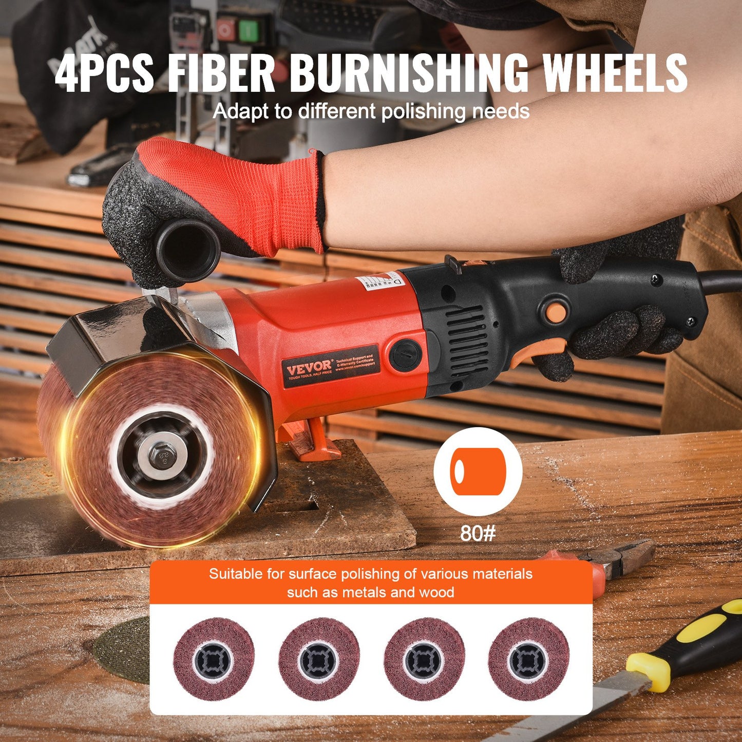 Poliermaschine, 1200 W, 6-Gang-Elektropolierer für Metall, 4 Räder