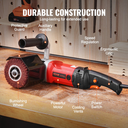 Poliermaschine, 1200 W, 6-Gang-Elektropolierer für Metall, 4 Räder