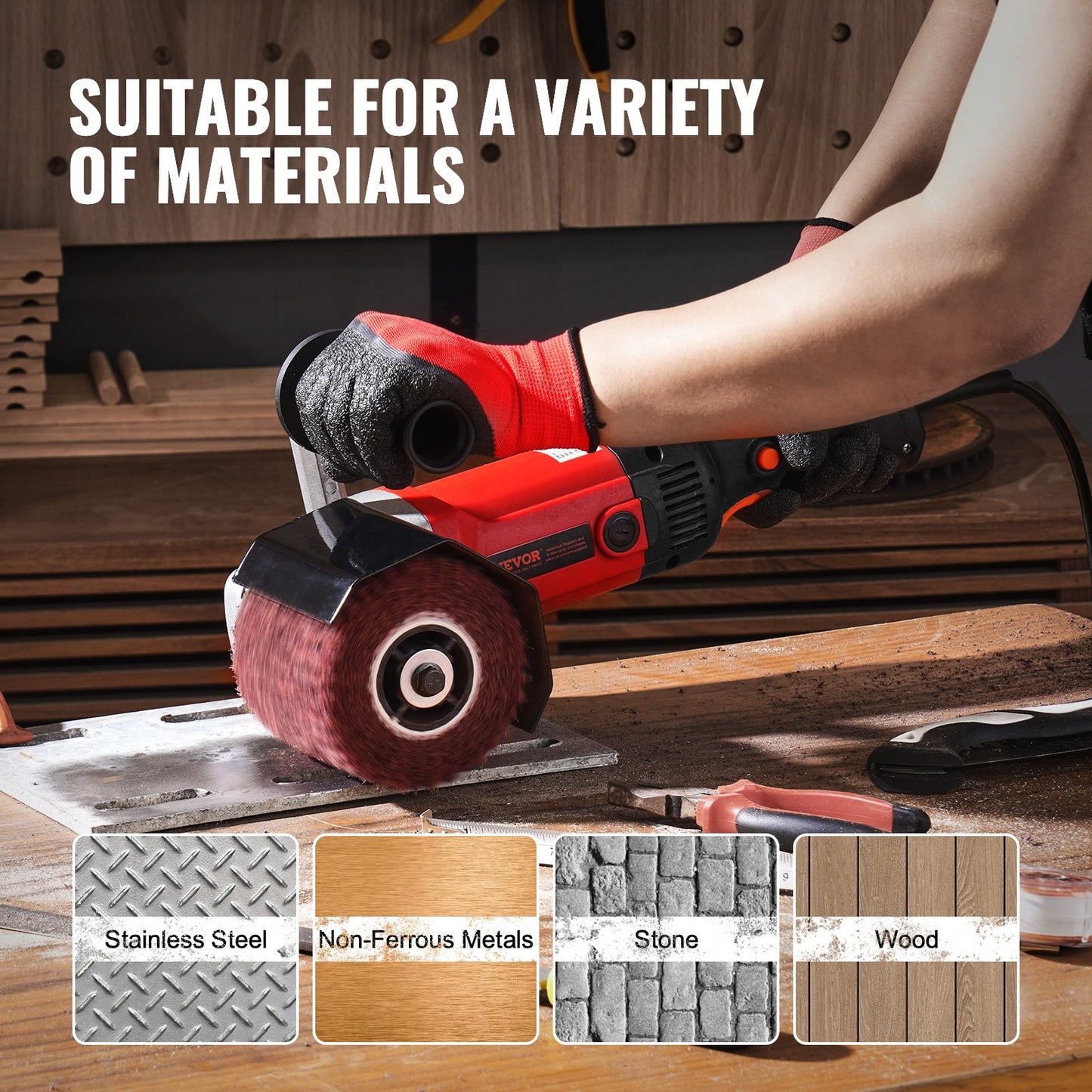 Poliermaschine, 1200 W, 6-Gang-Elektropolierer für Metall, 4 Räder