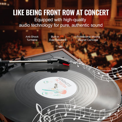 Bluetooth vinylskivspelare 3-växlad bältesdriven skivspelare 5W högtalare