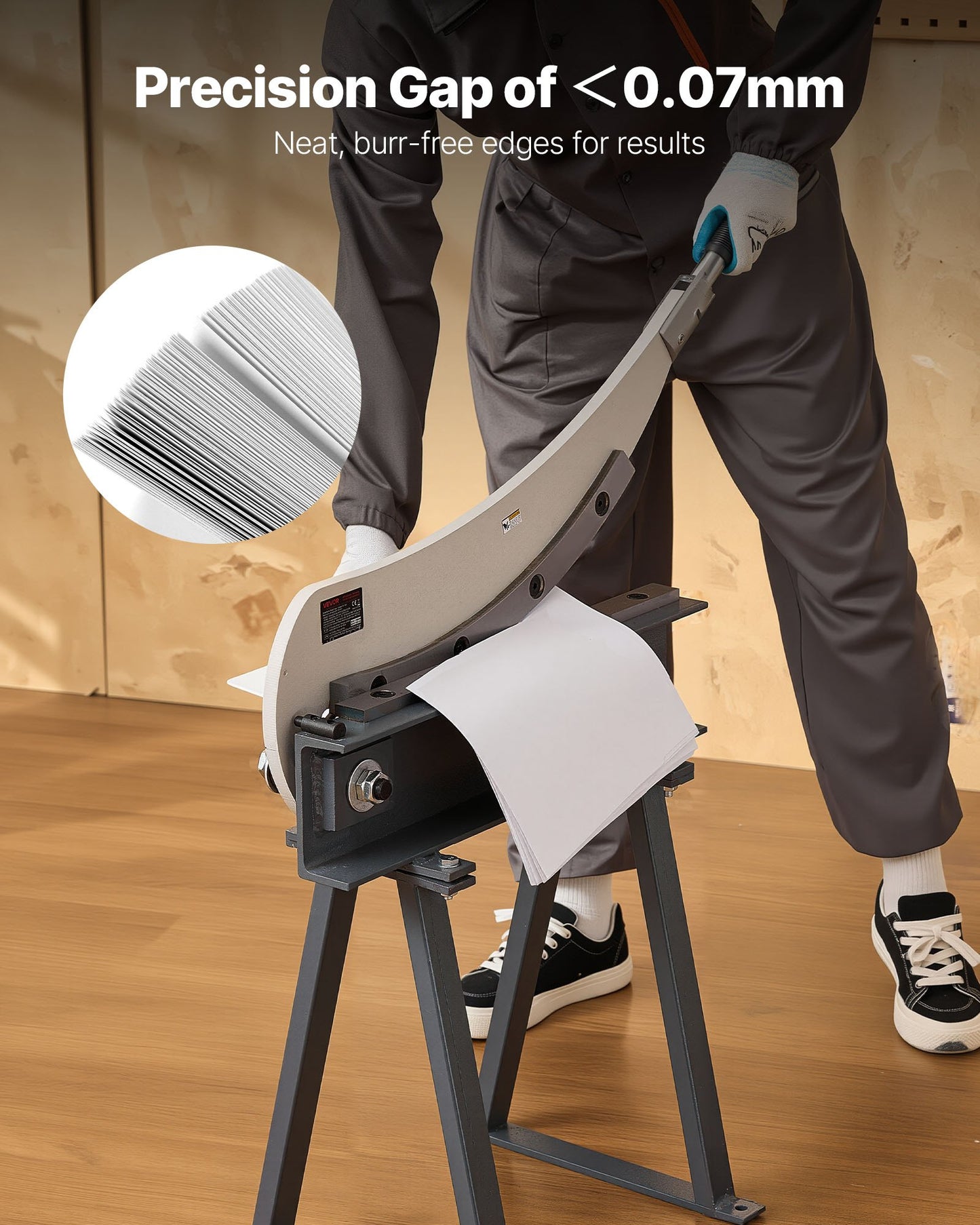 Guillotine Shear, 20 in Bed Width Benchtop Cutter, Manual Hand Plate Shear for Metal Sheet Processing, with Q235 Material, High Precision, Stand, for PCB Board, Aluminum, Steel, Copper, Plastic