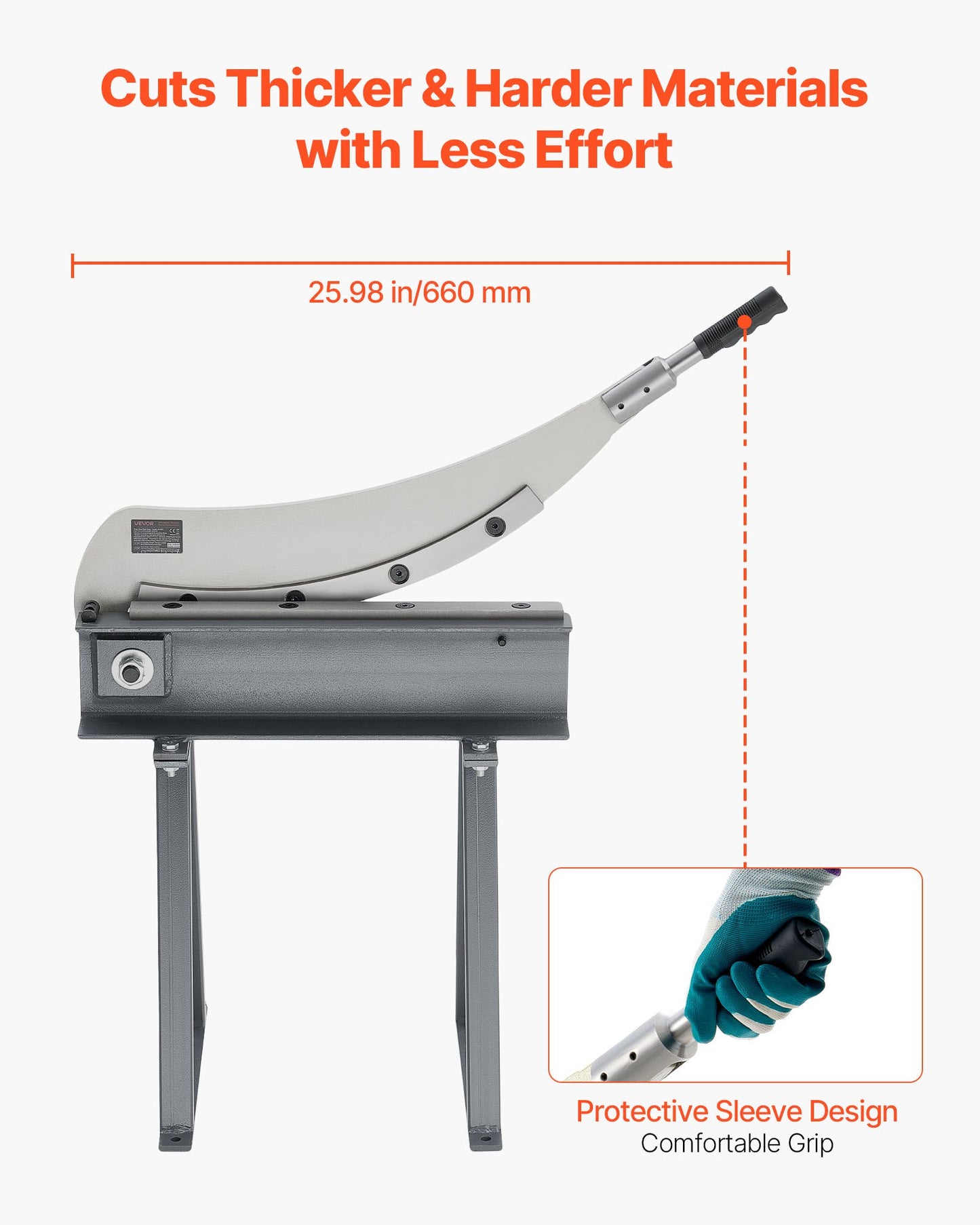 Guillotine Shear, 20 in Bed Width Benchtop Cutter, Manual Hand Plate Shear for Metal Sheet Processing, with Q235 Material, High Precision, Stand, for PCB Board, Aluminum, Steel, Copper, Plastic