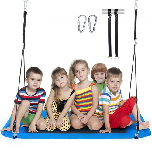 Platform Swing, 60 Inch Platform Tree Swing for Kids and Adults, 700lbs Weight Capacity Outdoor Swing, 900D Oxford Fabric Swing Seat with 2 Tree Hanging Straps and Adjustable Multi-Strand Ropes