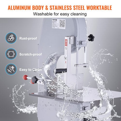 1500W Commercial Electric Meat Band Saw Stainless Steel Bone Saw Machine | EU