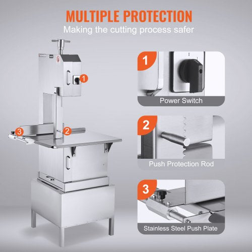 2200 W kommerzielle elektrische Fleischbandsäge, Knochensägemaschine aus Edelstahl | EU