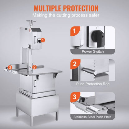 2200 W kommerzielle elektrische Fleischbandsäge, Knochensägemaschine aus Edelstahl | EU