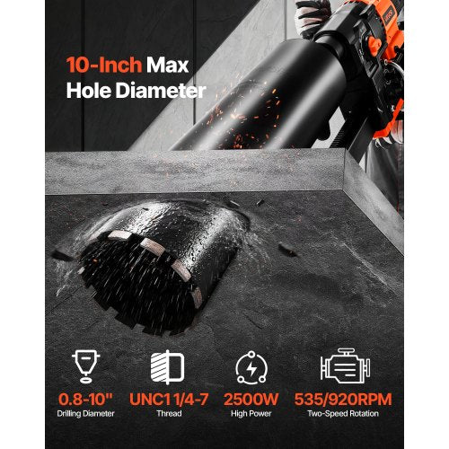 Diamantkernbohrgerät Betonkernbohrgerät mit Ständer 10 Zoll 2500W