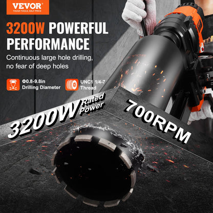 Core Drilling Machine 0.8-9.8 Inch Dia 3200W Diamond Core Drilling Rig With Stand