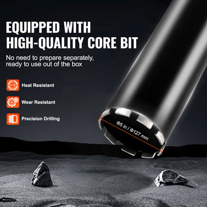 Core Drill Machine, 0.8-11.8in Drilling Diameter Diamond Core Drill Rig with Stand and Core Drill Bit, 3500W Rugged Concrete Core Drill, Wet and Dry Use, For Concrete, Brick, Marble