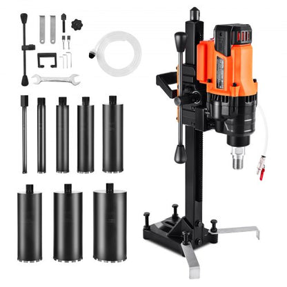 Diamond Core Drilling Machine, 0.8-8 in Drilling Diameter, Stand-Mount Dry and Wet Concrete Core Drill Rig with 8 Drill Bits, 800 RPM Speed, UNC1 1/4-7 Thread, for Concrete Brick Stone, 3000W