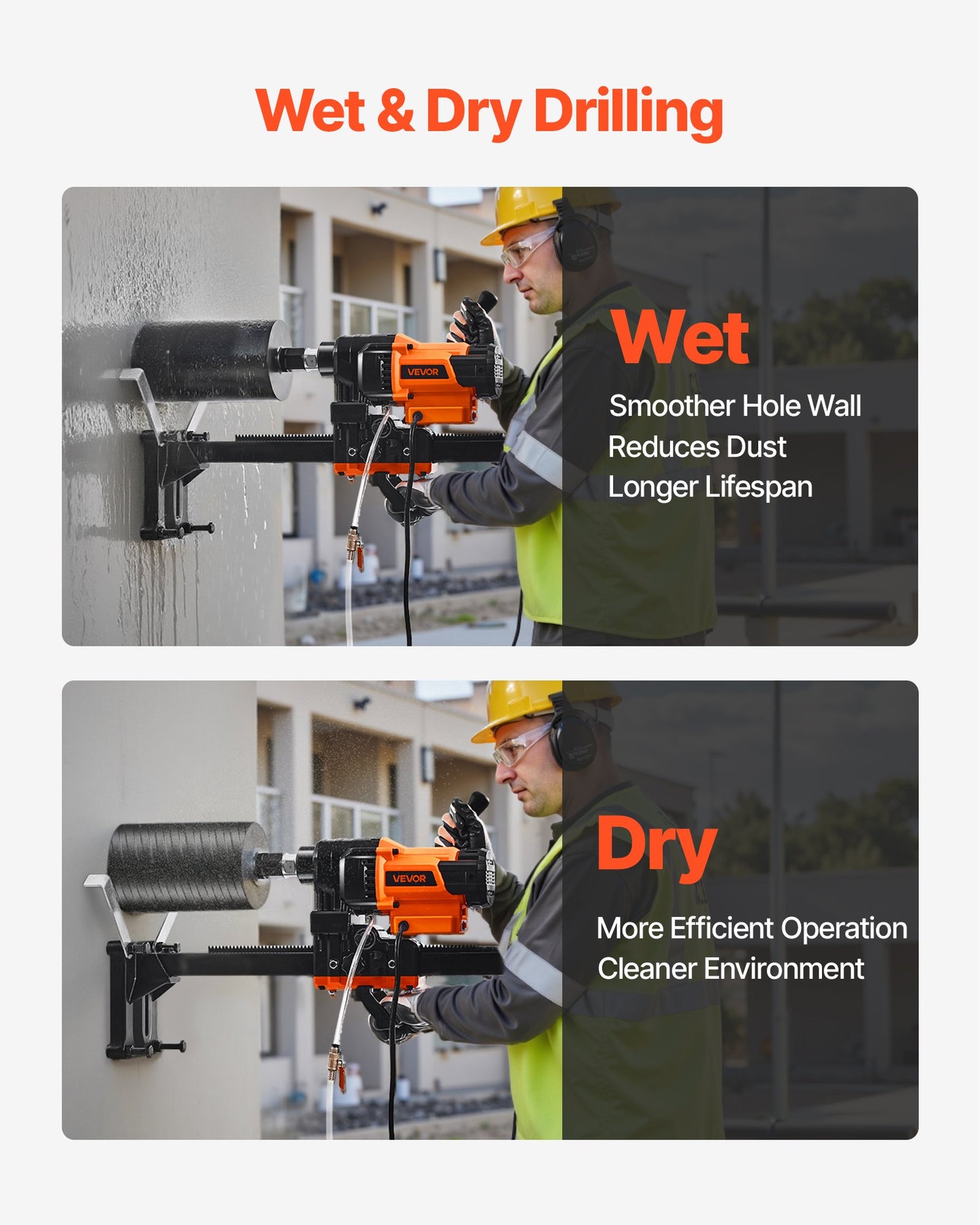 Diamond Core Drilling Machine, 0.8-8 in Drilling Diameter, Stand-Mount Dry and Wet Concrete Core Drill Rig with 8 Drill Bits, 800 RPM Speed, UNC1 1/4-7 Thread, for Concrete Brick Stone, 3000W