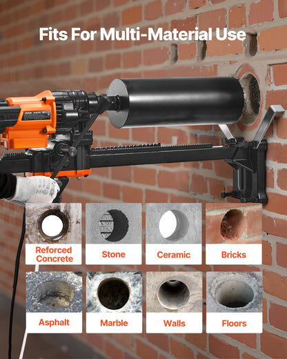 Diamond Core Drilling Machine, 0.8-8 in Drilling Diameter, Stand-Mount Dry and Wet Concrete Core Drill Rig with 8 Drill Bits, 800 RPM Speed, UNC1 1/4-7 Thread, for Concrete Brick Stone, 3000W