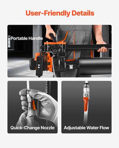 Diamond Core Drilling Machine, 0.8-8 in Drilling Diameter, Stand-Mount Dry and Wet Concrete Core Drill Rig with 8 Drill Bits, 800 RPM Speed, UNC1 1/4-7 Thread, for Concrete Brick Stone, 3000W