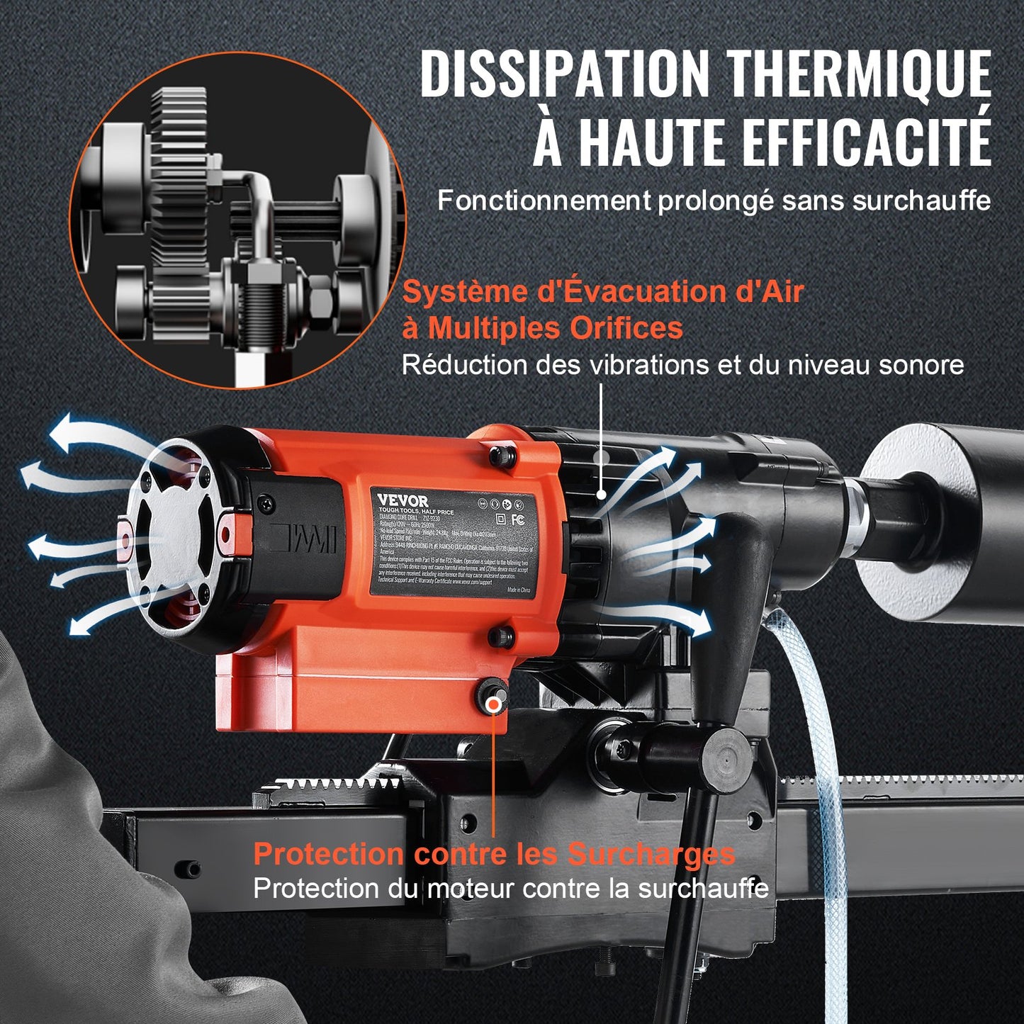 Diamond Core Drilling Machine, 8in Wet&Dry Concrete Core Drill Rig with Stand, 750RPM Speed & 1-1/4" 5/8" Thread & Lifting Handle, 8in Drilling Diameter for Concrete Brick Block Stone, 2500W