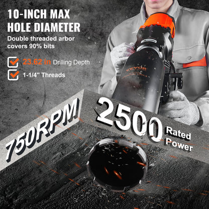 Diamond Core Drilling Machine Concrete Core Drilling Rig Wheel 3200W 750RPM