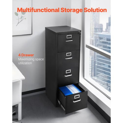 Vertikaler Aktenschrank mit 4 Schubladen und Schloss für das Homeoffice | EU
