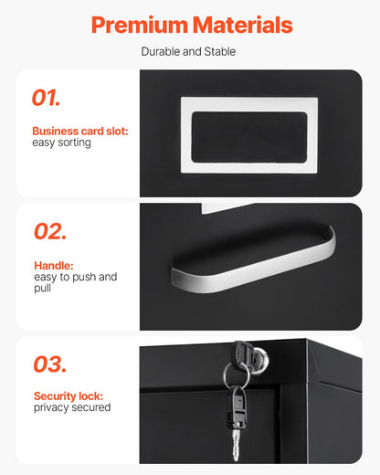 4 Drawer File Cabinet with Lock, Metal Vertical Filing Storage Cabinets for Home Office, Heavy-Duty Cabinet with Detachable Hanging Rod, for A4/Letter/Legal Size File, Easy Assembly (Black)