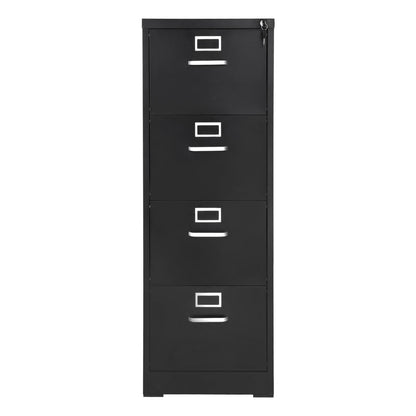 4 Drawer File Cabinet with Lock, Metal Vertical Filing Storage Cabinets for Home Office, Heavy-Duty Cabinet with Detachable Hanging Rod, for A4/Letter/Legal Size File, Easy Assembly (Black)