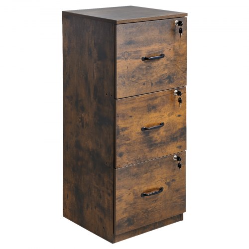 Aktenschrank mit 3 Schubladen, vertikaler Aktenschrank mit Schloss für das Homeoffice | EU