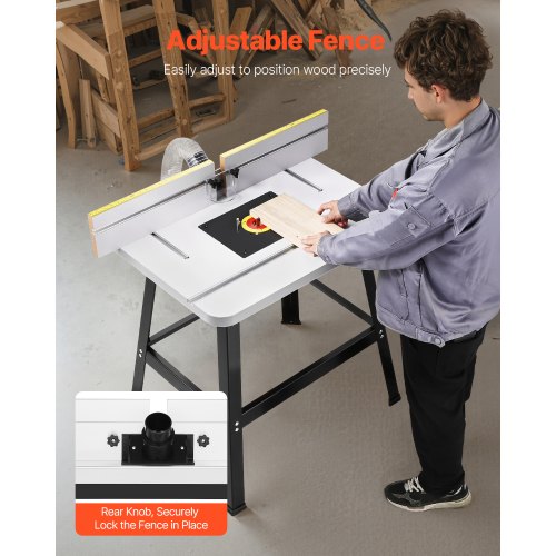 Bench-mounted milling table 89x61 cm with MDF top fence, dust collection port