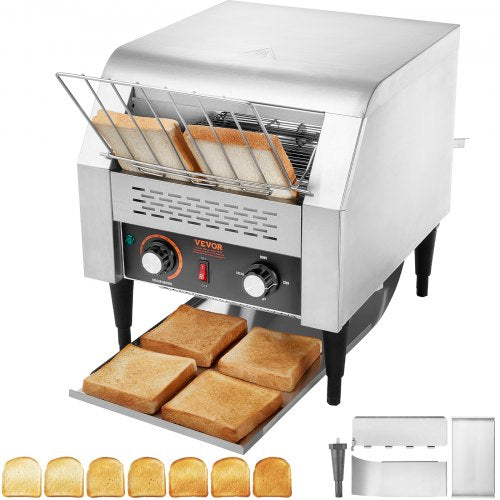 Commercial Conveyor Toaster, 300 Slices/Hour Conveyor Belt Toaster, Heavy Duty Stainless Steel Commercial Toaster Oven, Electric Restaurant Commercial Toaster for Toast Bun, Bagel, Bread
