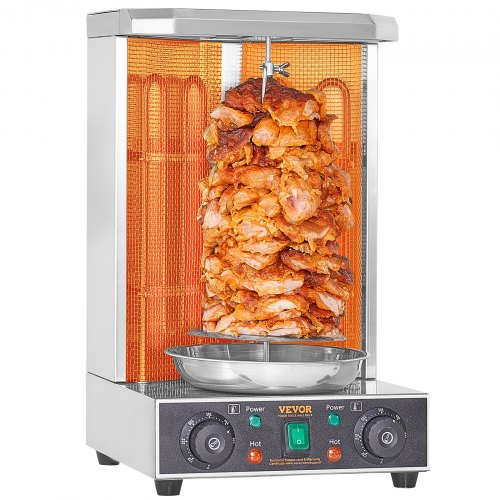 Shawarma Grill Machine, 13 lbs Capacity, Chicken Shawarma Cooker Machine with 2 Burners, Electric Vertical Broiler Gyro Rotisserie Oven Doner Kebab Machine, for Home Restaurant Kitchen Parties