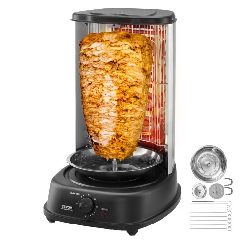 Shawarma Grill Machine, Vertical Chicken Shawarma Cooker Machine Countertop, Electric Stainless Steel Broiler Gyro Rotisserie Oven Doner Kebab Machine, for Home Restaurant Kitchen Parties