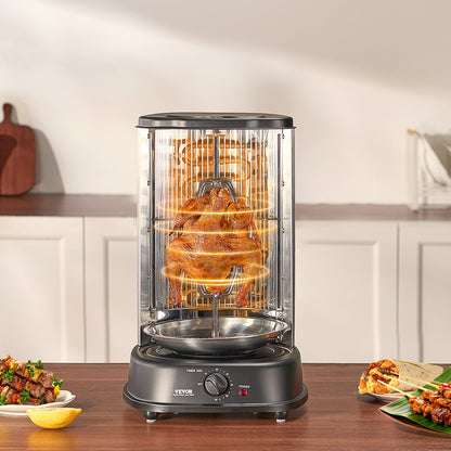 Shawarma Grill Machine, Vertical Chicken Shawarma Cooker Machine Countertop, Electric Stainless Steel Broiler Gyro Rotisserie Oven Doner Kebab Machine, for Home Restaurant Kitchen Parties