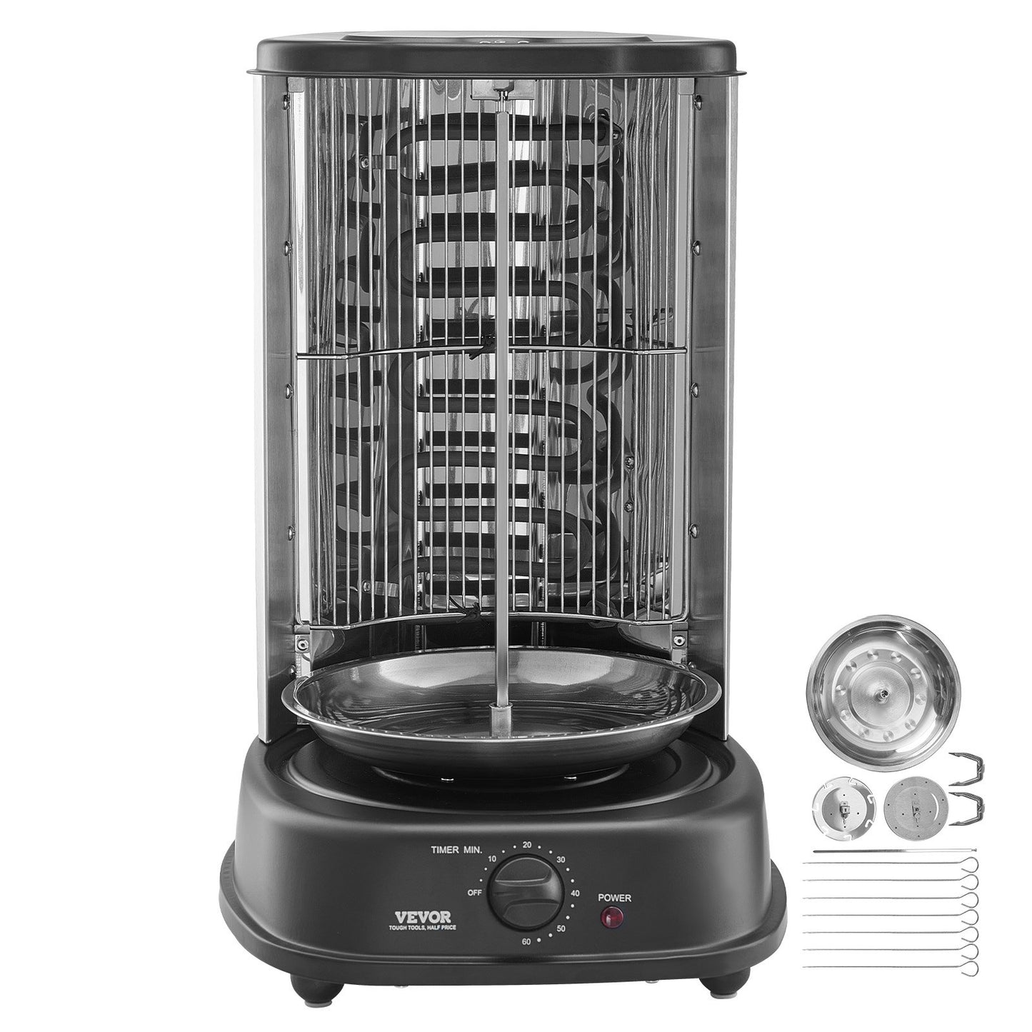 Shawarma Grill Machine, Vertical Chicken Shawarma Cooker Machine Countertop, Electric Stainless Steel Broiler Gyro Rotisserie Oven Doner Kebab Machine, for Home Restaurant Kitchen Parties