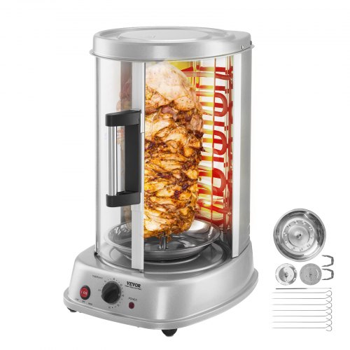 Shawarma Grill Machine, Vertical Chicken Shawarma Cooker Machine Countertop, Electric Stainless Steel Broiler Gyro Rotisserie Oven Doner Kebab Machine, for Home Restaurant Kitchen Parties