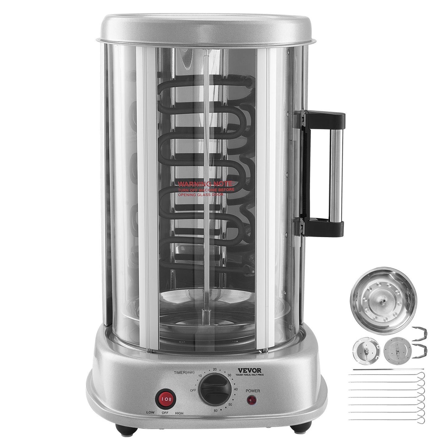 Shawarma Grill Machine, Vertical Chicken Shawarma Cooker Machine Countertop, Electric Stainless Steel Broiler Gyro Rotisserie Oven Doner Kebab Machine, for Home Restaurant Kitchen Parties