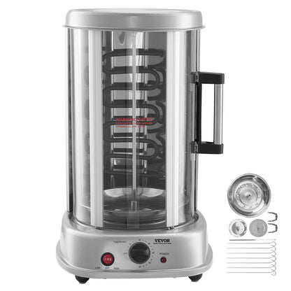 Shawarma Grill Machine, Vertical Chicken Shawarma Cooker Machine Countertop, Electric Stainless Steel Broiler Gyro Rotisserie Oven Doner Kebab Machine, for Home Restaurant Kitchen Parties