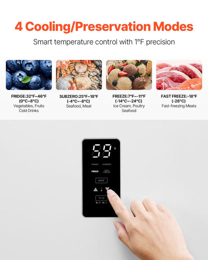 Convertible Freezer/Refrigerator, 14 Cu.Ft Frost Free Upright Freezer with Temp Control Panel, Door Open too Long Alarm, Adjustable Shelves and LED, Standing Fridge for Kitchen, Office, Garage