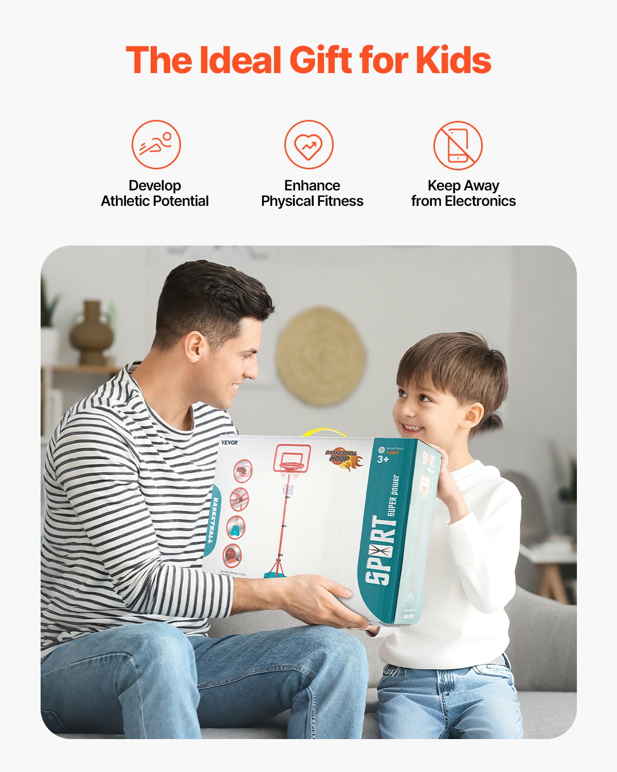 Basketballkorb für Kinder, höhenverstellbar, tragbar, Basketballplatz für Kinder