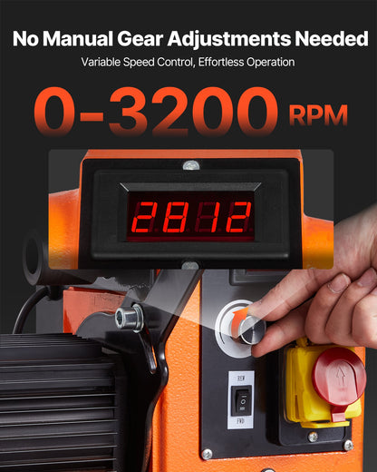 Woodworking Lathe, 1.5 HP, Wood Lathe Machine with 0 to 3200 RPM Variable Speed, 16 x 40 in Workbench, Brushless DC Motor, Cast Iron Body, Tool Rest, for Medium to Large Projects Woodworking