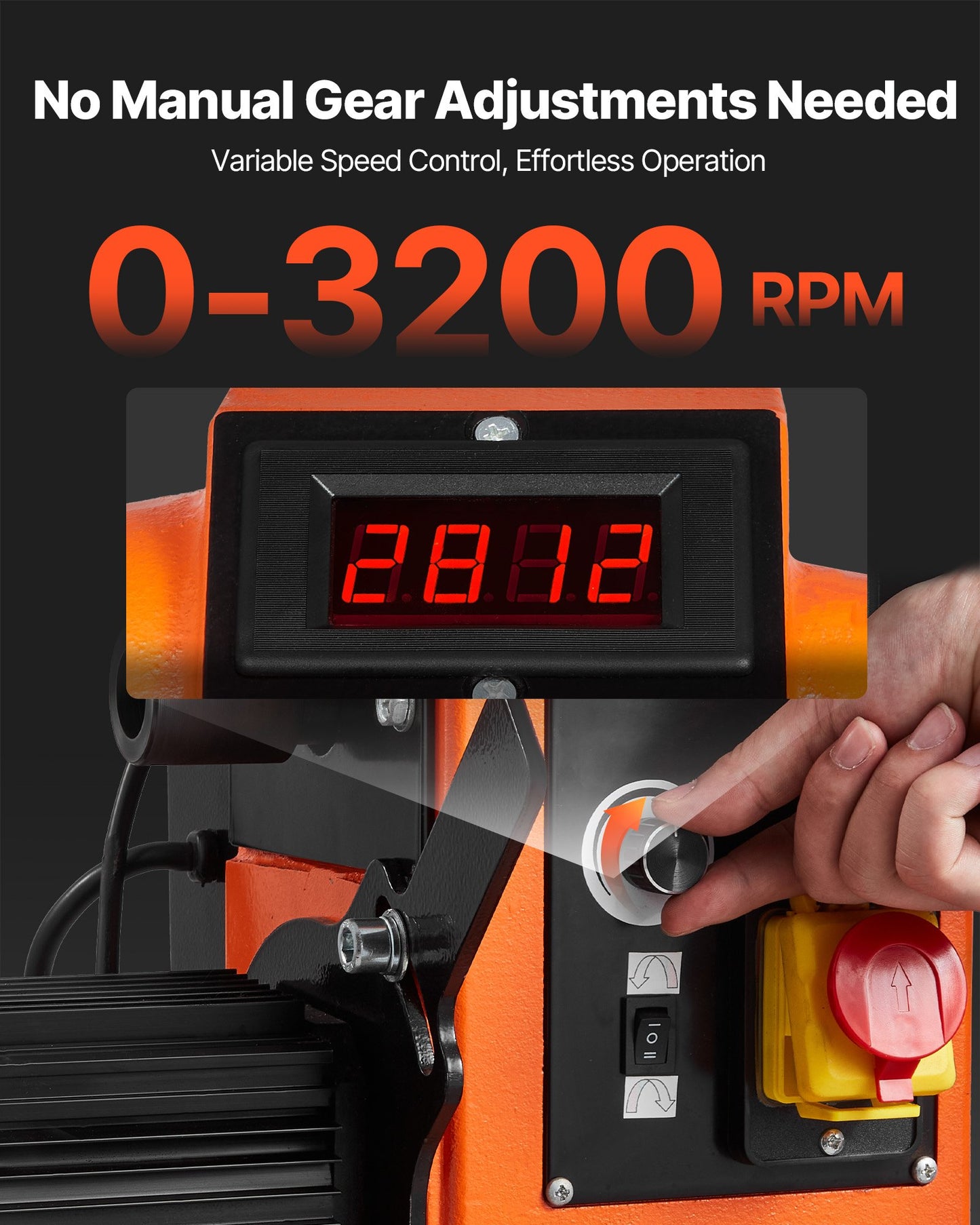 Woodworking Lathe, 2 HP, Wood Lathe Machine with 0 to 3200 RPM Variable Speed, 18 x 40 in Workbench, Brushless DC Motor, Cast Iron Body, Tool Rest, for Medium to Large Projects Woodworking