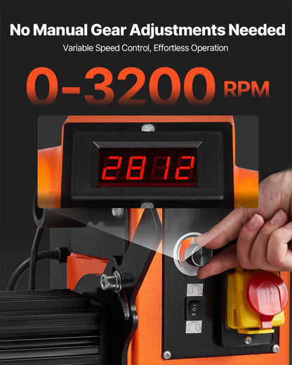 Woodworking Lathe, 2 HP, Wood Lathe Machine with 0 to 3200 RPM Variable Speed, 18 x 40 in Workbench, Brushless DC Motor, Cast Iron Body, Tool Rest, for Medium to Large Projects Woodworking