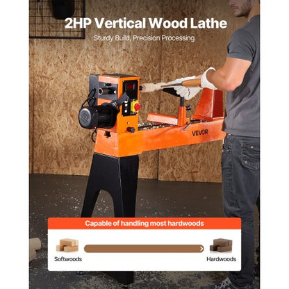 Träbearbetningssvarv 2 hk 18 x 40 tum Träsvarv Variabel hastighet 0-3200 varv/min