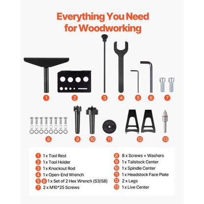 Träbearbetningssvarv 2 hk 18 x 40 tum Träsvarv Variabel hastighet 0-3200 varv/min