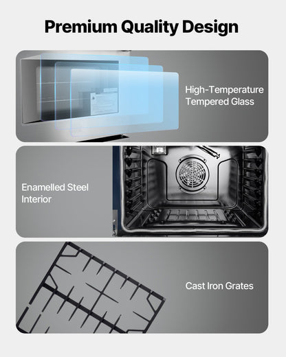 Gas Range Oven, 30 Inches Width, Freestanding Stainless Steel Stove and Oven with 5 Sealed Cooktop Burners, Easy Reach Racks, Storage Drawer, 4.8 Cu. Ft. Capacity, for Apartment, Home, Kitchen